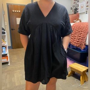 V-neck black dress
